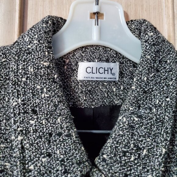 Vintage Clichy Bouclé Pants Suit, Cropped Jacket and Pleated Pants, Size 8 - Picture 3 of 16